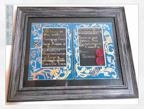 2017-09_Racaire - SCA - my beautiful Grant of Arms scroll made by Meuric ap Rhys